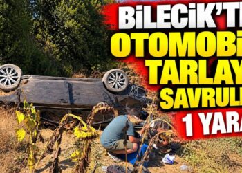 OTOMOBİL TARLAYA SAVRULDU: 1 YARALI