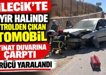 SEYİR HALİNDE KONTROLDEN ÇIKAN OTOMOBİL İSTİNAT DUVARINA ÇARPTI